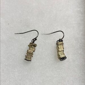 Muted Gold Rectangular Stack Earrings